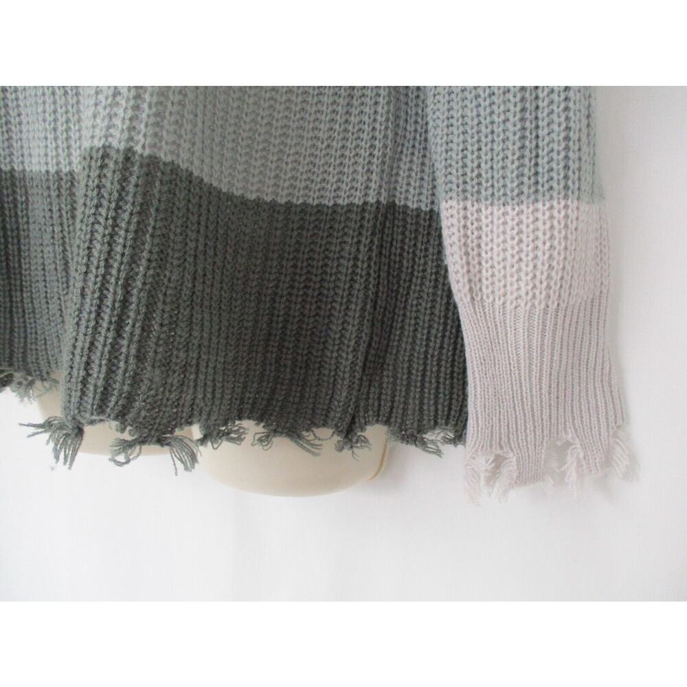 Simply Southern Collection Sweater Womens Small Striped Color Block Fringe Gray - Picture 7 of 14